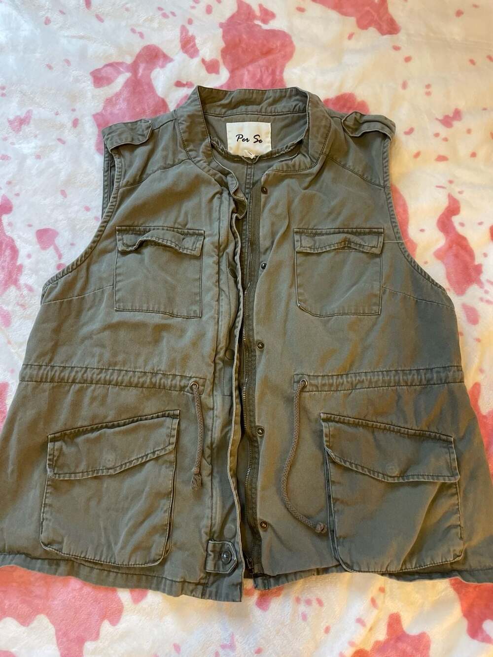 Per Se Olive Green Utility Vest Size 1X